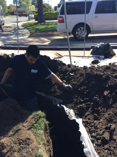 Plumber working on a copper repipe