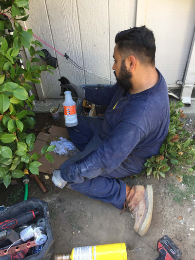 Plumbing repair in progress at a San Jose home